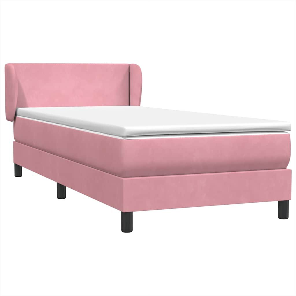 vidaXL Box Spring κρεβάτι με στρώμα ροζ 80x210 εκ. Βελούδινο