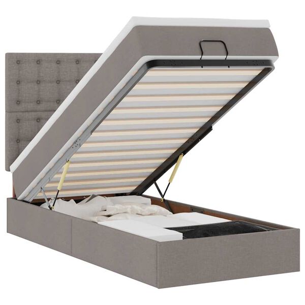 vidaXL &Omicron;&theta;&omega;&mu;&alpha;&nu;&iota;&kappa;ό &kappa;&rho;&epsilon;&beta;ά&tau;&iota; &mu;&epsilon; &sigma;&tau;&rho;ώ&mu;&alpha; & LEDs Taupe 90x200 cm ύ&phi;&alpha;&sigma;&mu;&alpha;