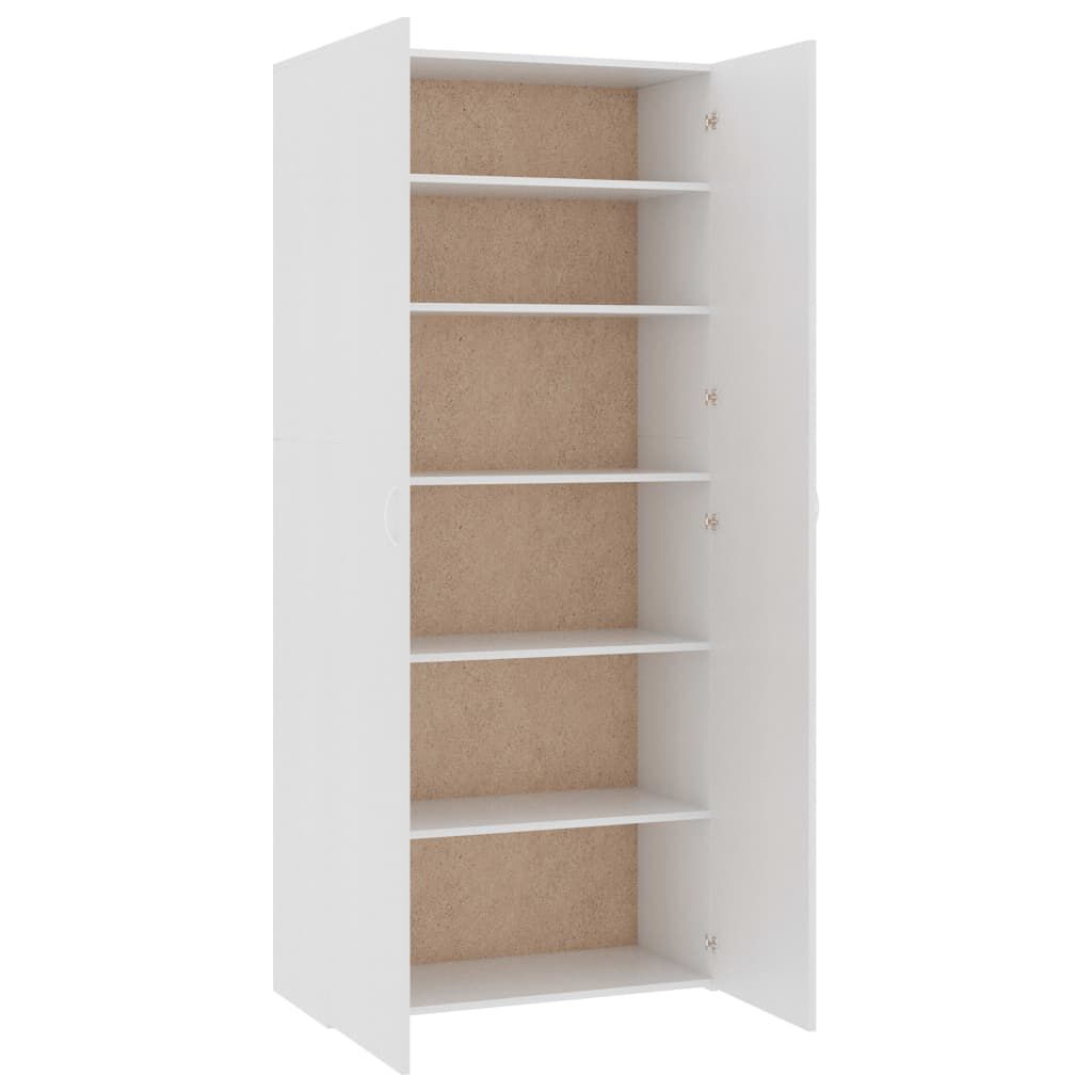 vidaXL Παπουτσοθήκη Λευκή 80 x 35,5 x 180 εκ. από Επεξ. Ξύλο