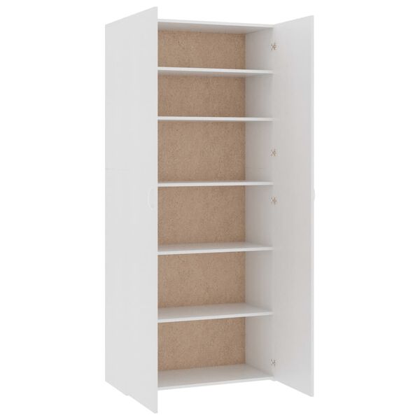 vidaXL Παπουτσοθήκη Λευκή 80 x 35,5 x 180 εκ. από Επεξ. Ξύλο