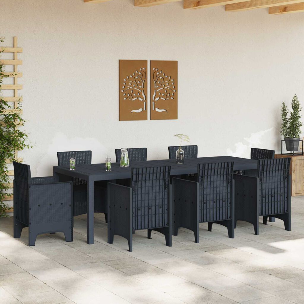 vidaXL Τραπέζι Κήπου Ανθρακί 250x100x73 εκ. Πολυ Ράτταν
