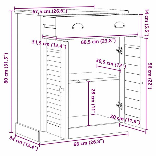vidaXL Ντουλάπι Μπάνιου με αποθήκευση VIGO Λευκό 67.5 x 34 x 80 εκ.