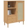 vidaXL Ντουλάπι Ψηλό SENJA Καφέ/Ρατάν 90x40x112 εκ. Μασίφ Ξύλο Πεύκου
