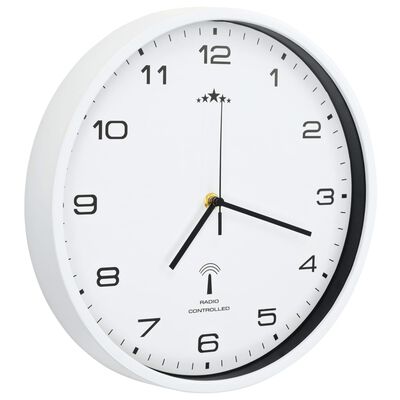 vidaXL Ρολόι Τοίχου Ραδιοελεγχόμενο με Μηχανισμό Quartz Λευκό 31 εκ.