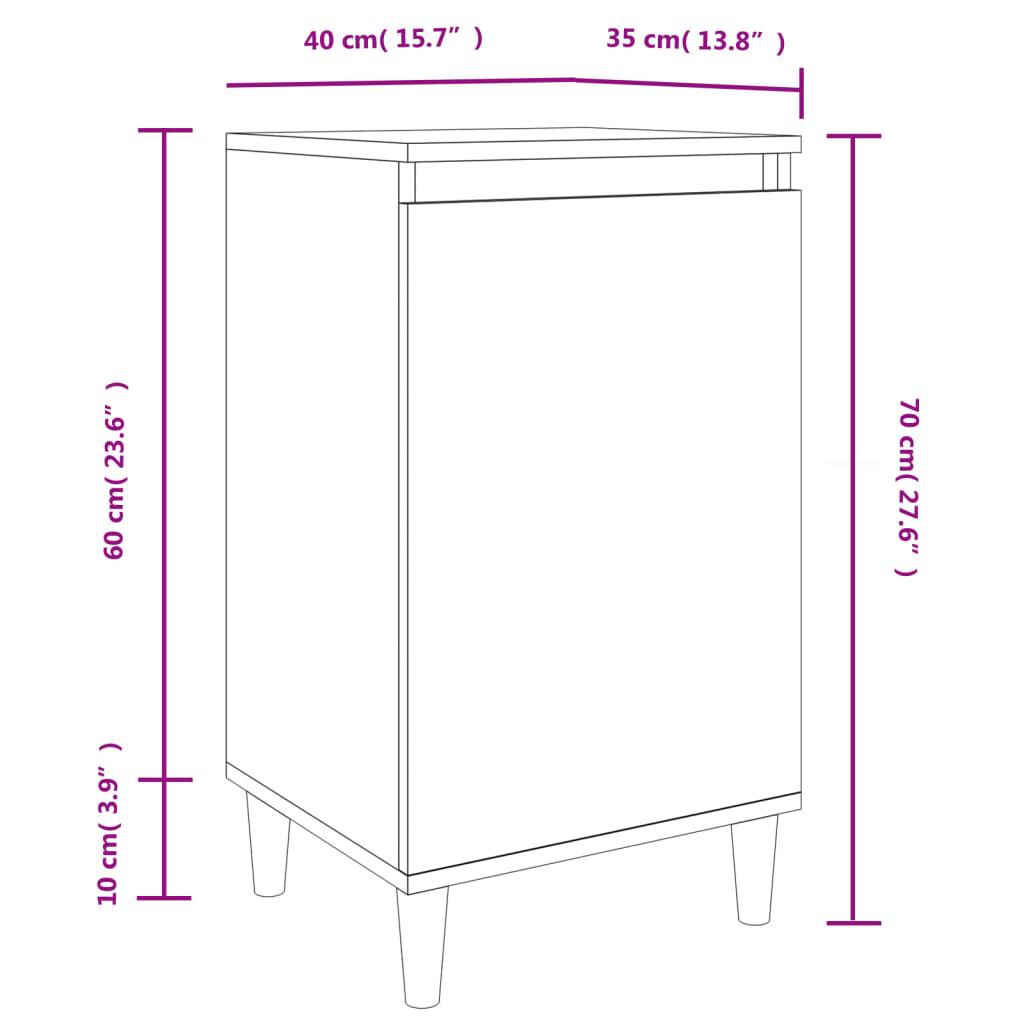 vidaXL Κομοδίνα 2 τεμ. Γυαλ. Λευκό 40x35x70 εκ. από Επεξεργασμένο Ξύλο