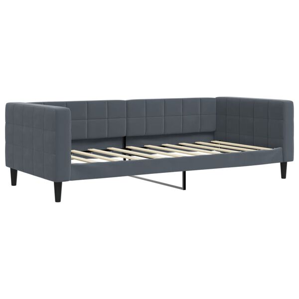 vidaXL Κρεβάτι ημέρας με στρώμα σκούρο γκρι 90x190 cm Βελούδο