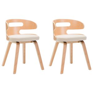 vidaXL Καρέκλες Τραπεζαρίας 2 τεμ. Κρεμ Λυγισμένο Ξύλο/Συνθετικό Δέρμα