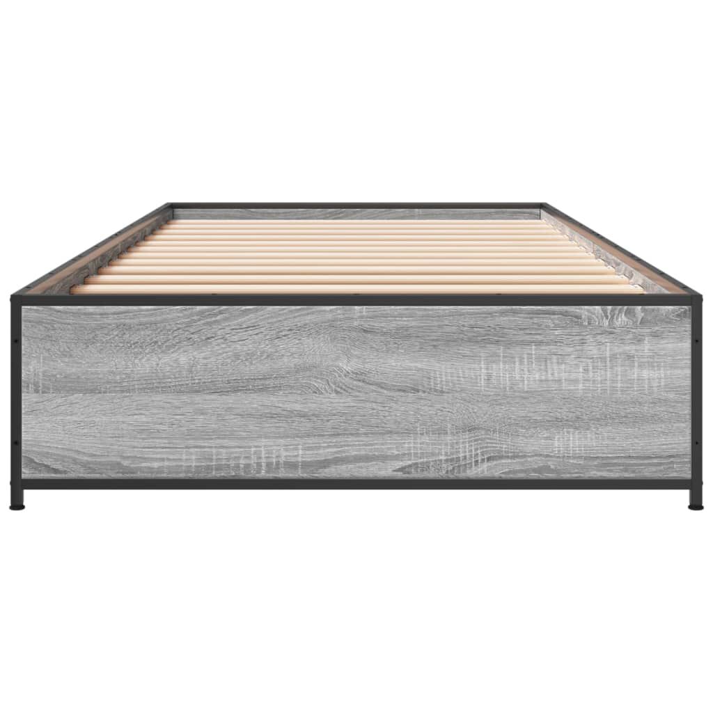vidaXL Πλαίσιο Κρεβατιού Γκρι Sonoma 75x190 εκ. Επεξ. Ξύλο & Μέταλλο
