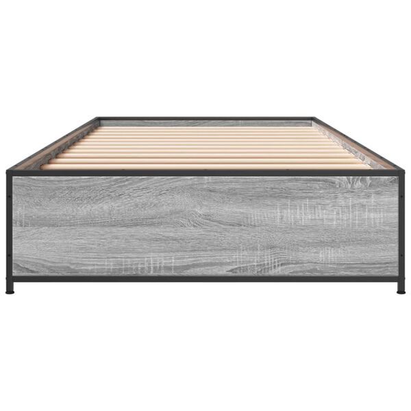 vidaXL Πλαίσιο Κρεβατιού Γκρι Sonoma 75x190 εκ. Επεξ. Ξύλο & Μέταλλο