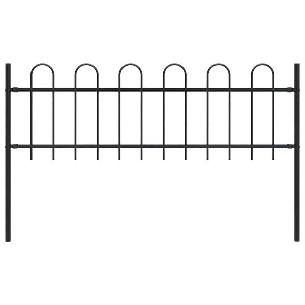 vidaXL Κάγκελα Περίφραξης με Κυκλική Κορυφή Μαύρα 1,8 μ. Ατσάλινα