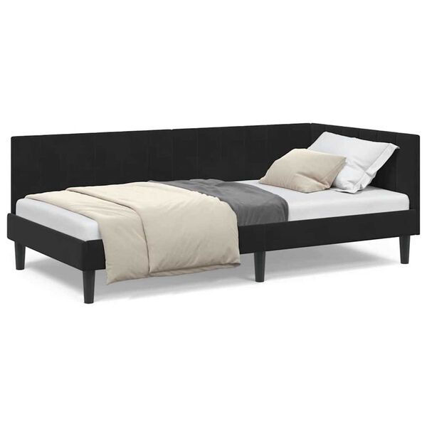 vidaXL Κρεβάτι Γωνίας με κεφαλάρι Μαύρο 100 x 200 cm Βελούδο