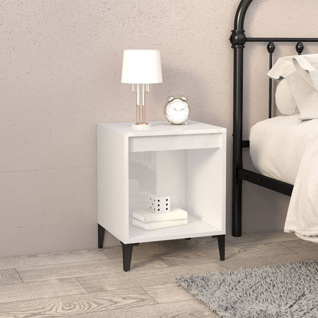 vidaXL Κομοδίνα Γυαλιστερό Λευκό 40x35x50 εκ.