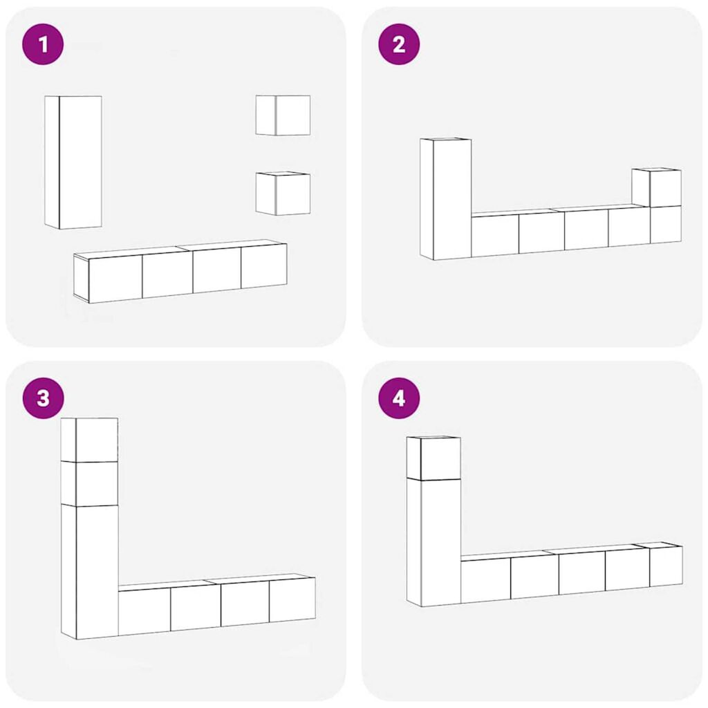 vidaXL Σετ επίπλου τηλεόρασης 5 pcs Μαύρη δρυς Επεξεργασμένο ξύλο
