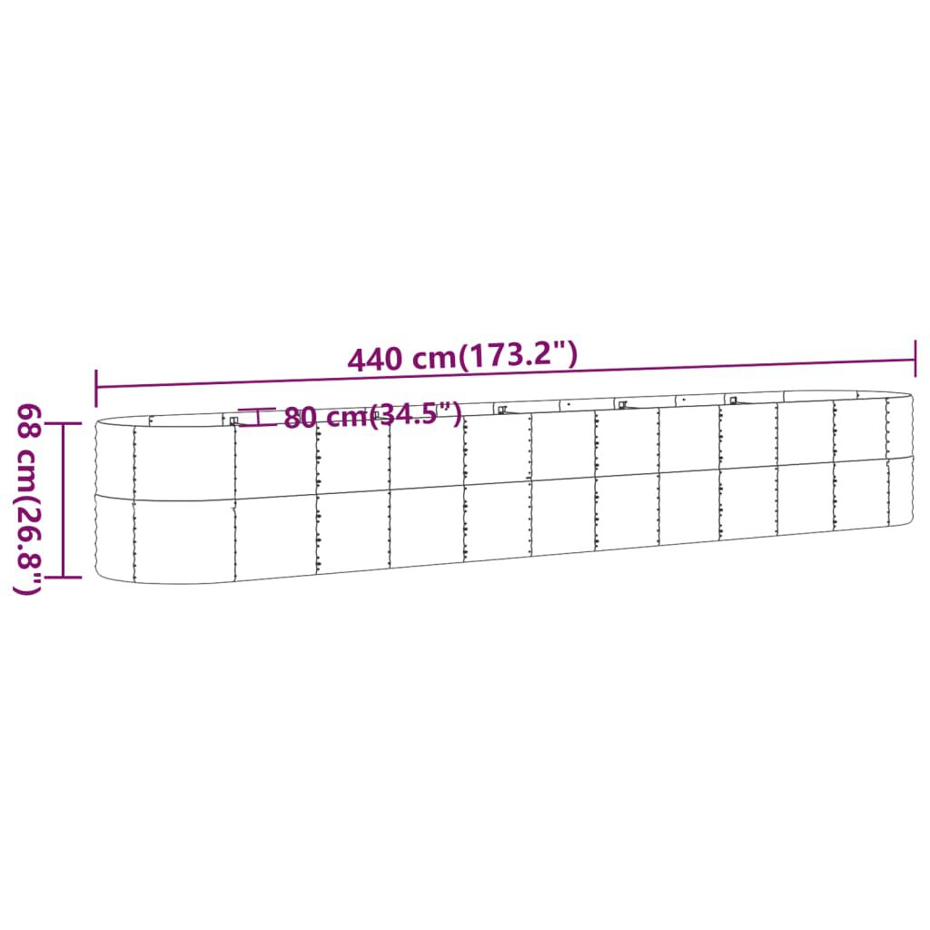 vidaXL Ζαρντινιέρα Γκρι 440x80x68 εκ. Ατσάλι με Ηλεκτρ. Βαφή Πούδρας