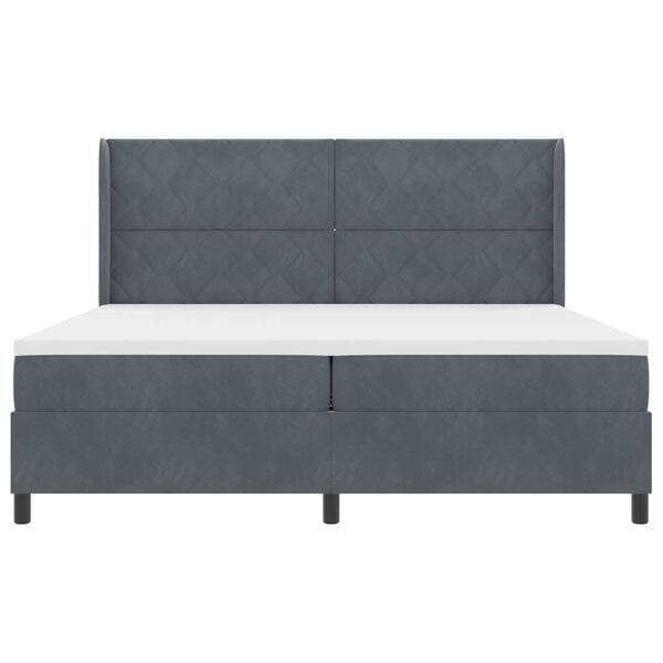 vidaXL Κρεβάτι με ελατήρια Σκούρο γκρι 200 x 200 cm Βελούδο