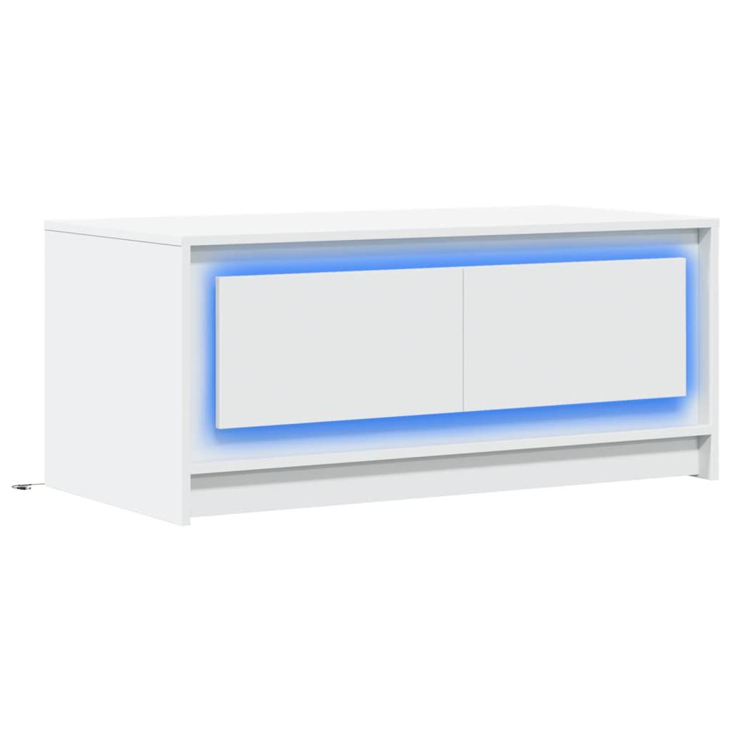 vidaXL Τραπεζάκι Σαλονιού με LED Φώτα Λευκό από Επεξ. Ξύλο