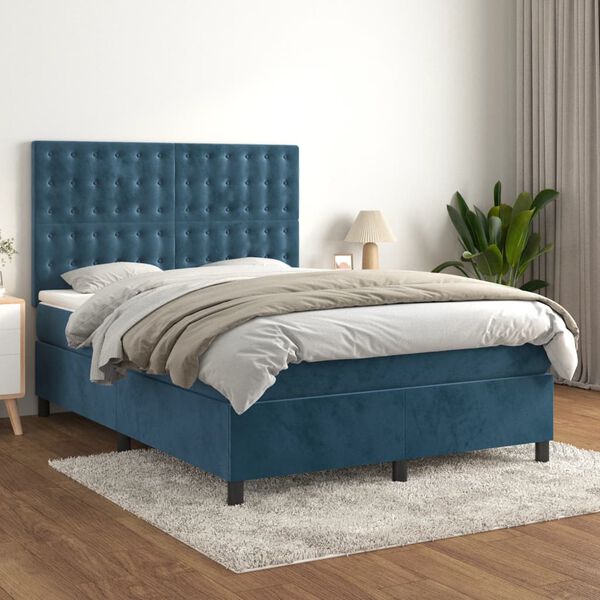 vidaXL &Kappa;&rho;&epsilon;&beta;ά&tau;&iota; Boxspring &mu;&epsilon; &Sigma;&tau;&rho;ώ&mu;&alpha; &Sigma;&kappa;&omicron;ύ&rho;&omicron; &Mu;&pi;&lambda;&epsilon; 140x190 &epsilon;&kappa;. &Beta;&epsilon;&lambda;&omicron;ύ&delta;&iota;&nu;&omicron;
