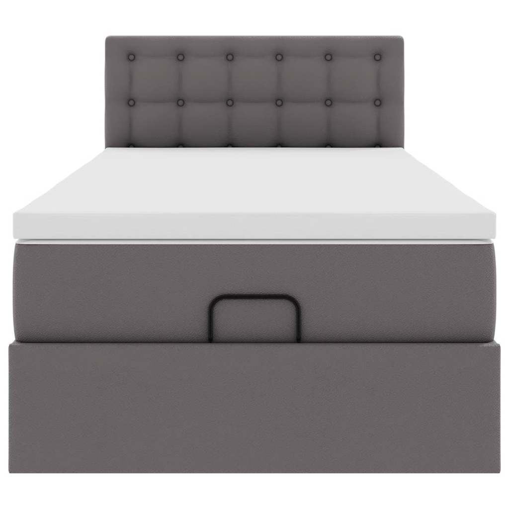 vidaXL Οθωμανικό κρεβάτι με στρώμα Γκρι 90x200cm Faux Leather