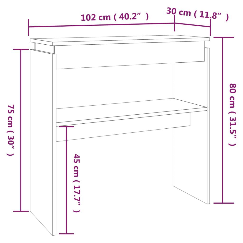 vidaXL Τραπέζι Κονσόλα Γκρι Sonoma 102x30x80 εκ. Επεξεργασμένο Ξύλο
