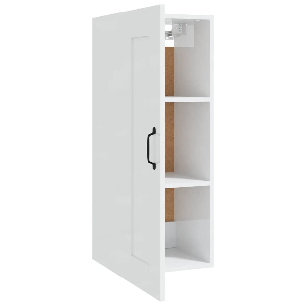 vidaXL Ντουλάπι Κρεμαστό Γυαλ. Λευκό 35x34x90 εκ. Επεξεργασμένο Ξύλο