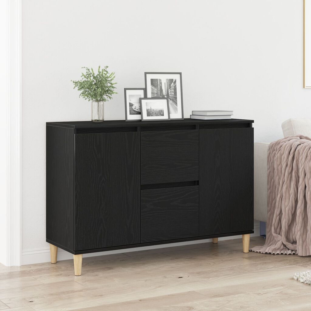 vidaXL Πλαϊνό Γραφείο Μαύρο Δρυς 101x35x60 εκ. Φτιαγμένο από ξύλο