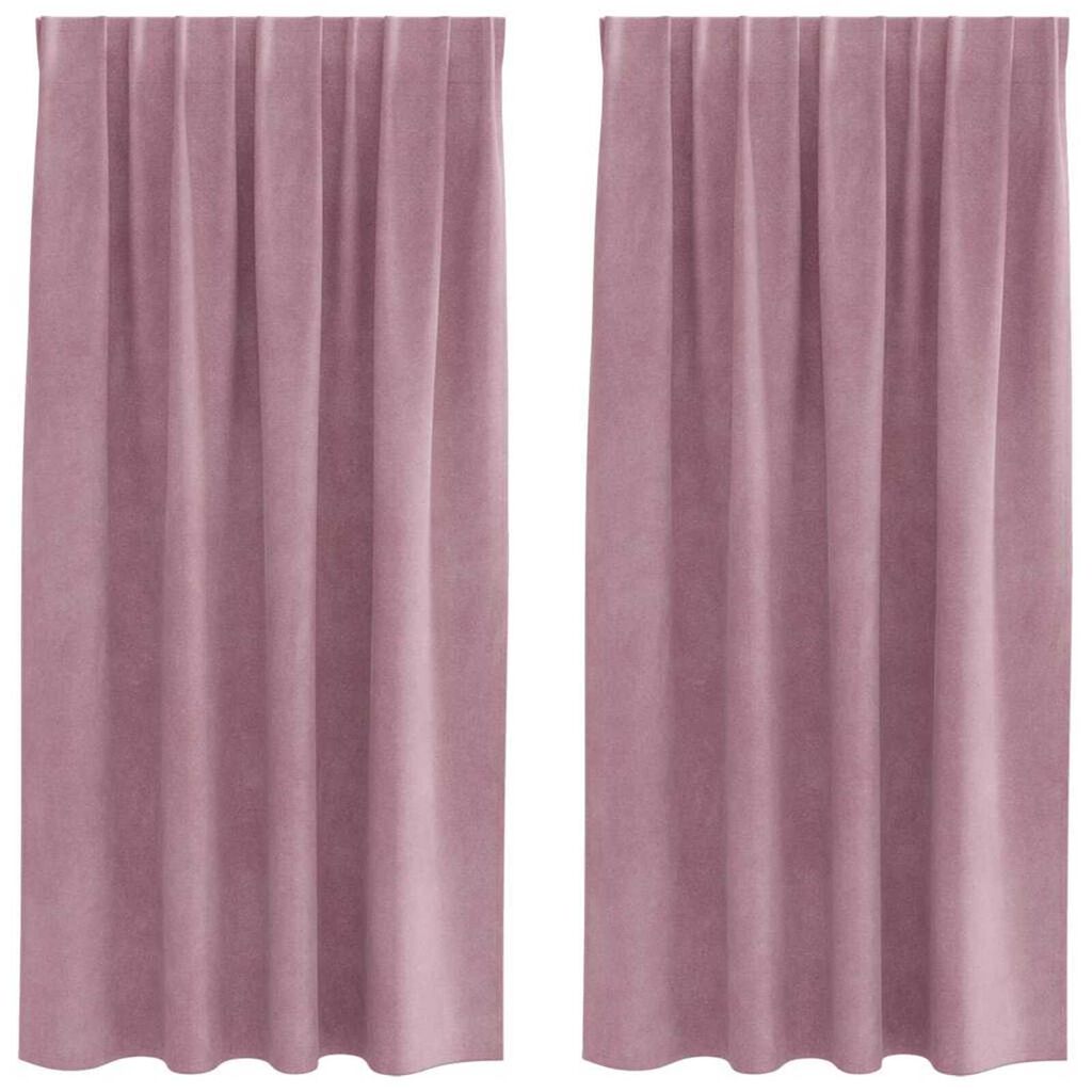 vidaXL Κουρτίνες με κουρτίνες 2 pcs Σκούρο Ροζ 140 x 175 cm Βελούδο