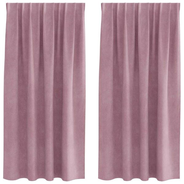 vidaXL Κουρτίνες με κουρτίνες 2 pcs Σκούρο Ροζ 140 x 175 cm Βελούδο