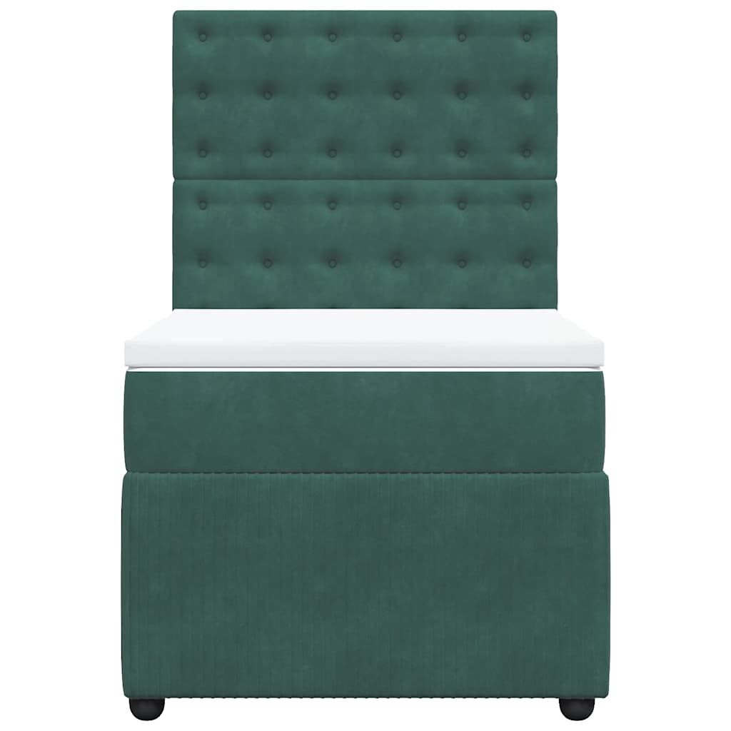 vidaXL Κρεβάτι Boxspring με Στρώμα Σκούρο Πράσινο 100x200εκ. Βελούδινο