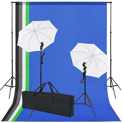 vidaXL Κιτ Στούντιο Φωτογράφισης: 5 Χρωματιστά Φόντα & 2 Ομπρέλες