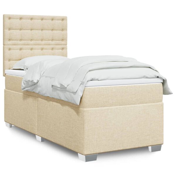 vidaXL &Kappa;&rho;&epsilon;&beta;ά&tau;&iota; Boxspring &mu;&epsilon; &Sigma;&tau;&rho;ώ&mu;&alpha; &Kappa;&rho;&epsilon;&mu; 90x190 &epsilon;&kappa;.&Upsilon;&phi;&alpha;&sigma;&mu;ά&tau;&iota;&nu;&omicron;