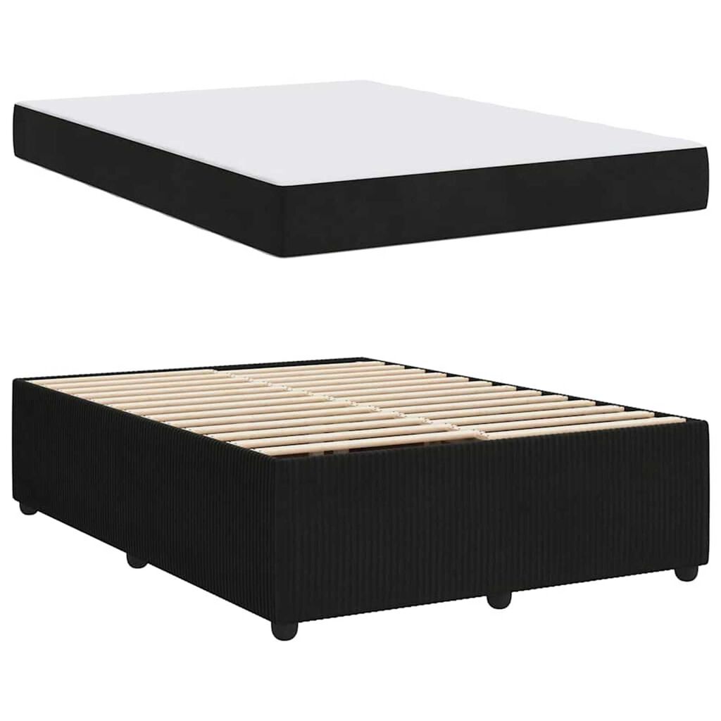 vidaXL Σκελετός κρεβατιού με στρώμα Μαύρο 140 x 200 cm Βελούδο