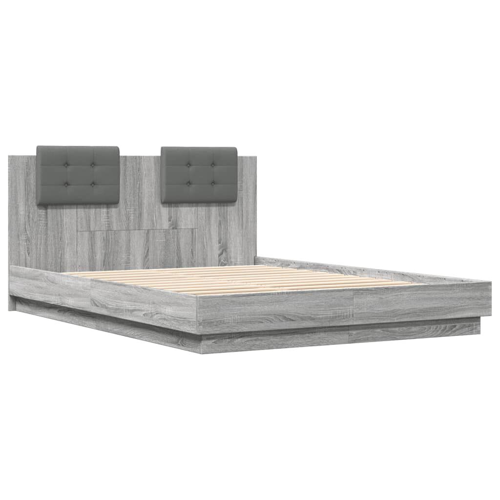 vidaXL Πλαίσιο Κρεβατιού με Κεφαλάρι Γκρι Sonoma 120x200εκ. Επεξ. Ξύλο