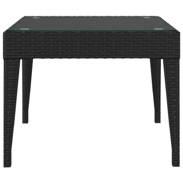vidaXL Βοηθητικό Τραπεζάκι Μαύρο 50x50x38 εκ Συνθ. Ρατάν/ Ψημένο Γυαλί