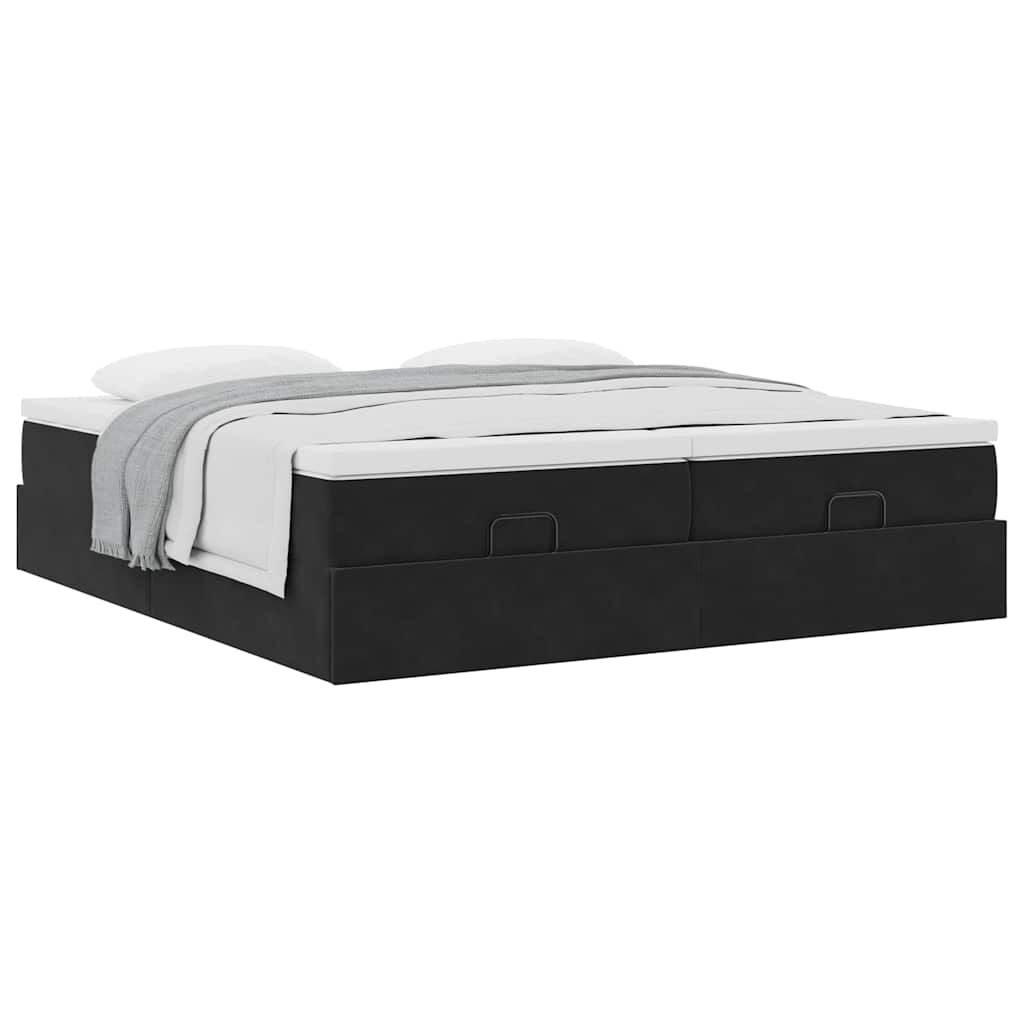 vidaXL Οθωμανικό κρεβάτι με στρώματα Μαύρο 160x200cm Velvet