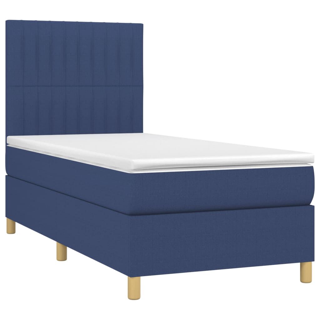 vidaXL Κρεβάτι Boxspring με Στρώμα Μπλε 80x200 εκ. Υφασμάτινο