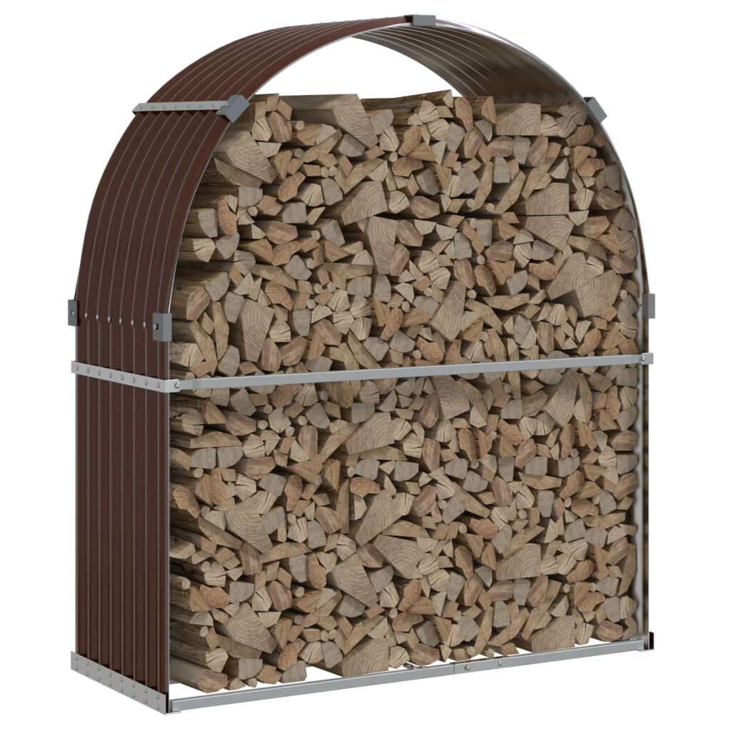 vidaXL Ξυλοθήκη Καφέ 120 x 45 x 140 εκ. από Γαλβανισμένο Ατσάλι