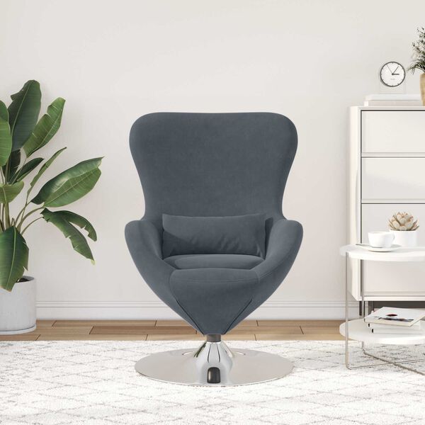 vidaXL Πολυθρόνα Αυγού Dark Grey Velvet