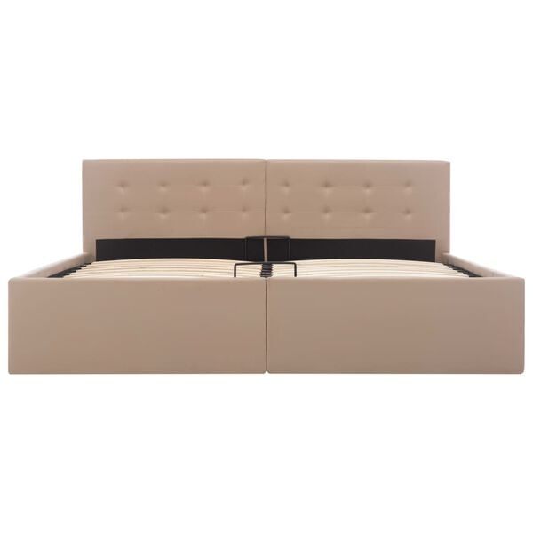 vidaXL Πλαίσιο Κρεβατιού με Αποθ. Χώρο Καπουτσίνο 160x200 εκ Δερματίνη