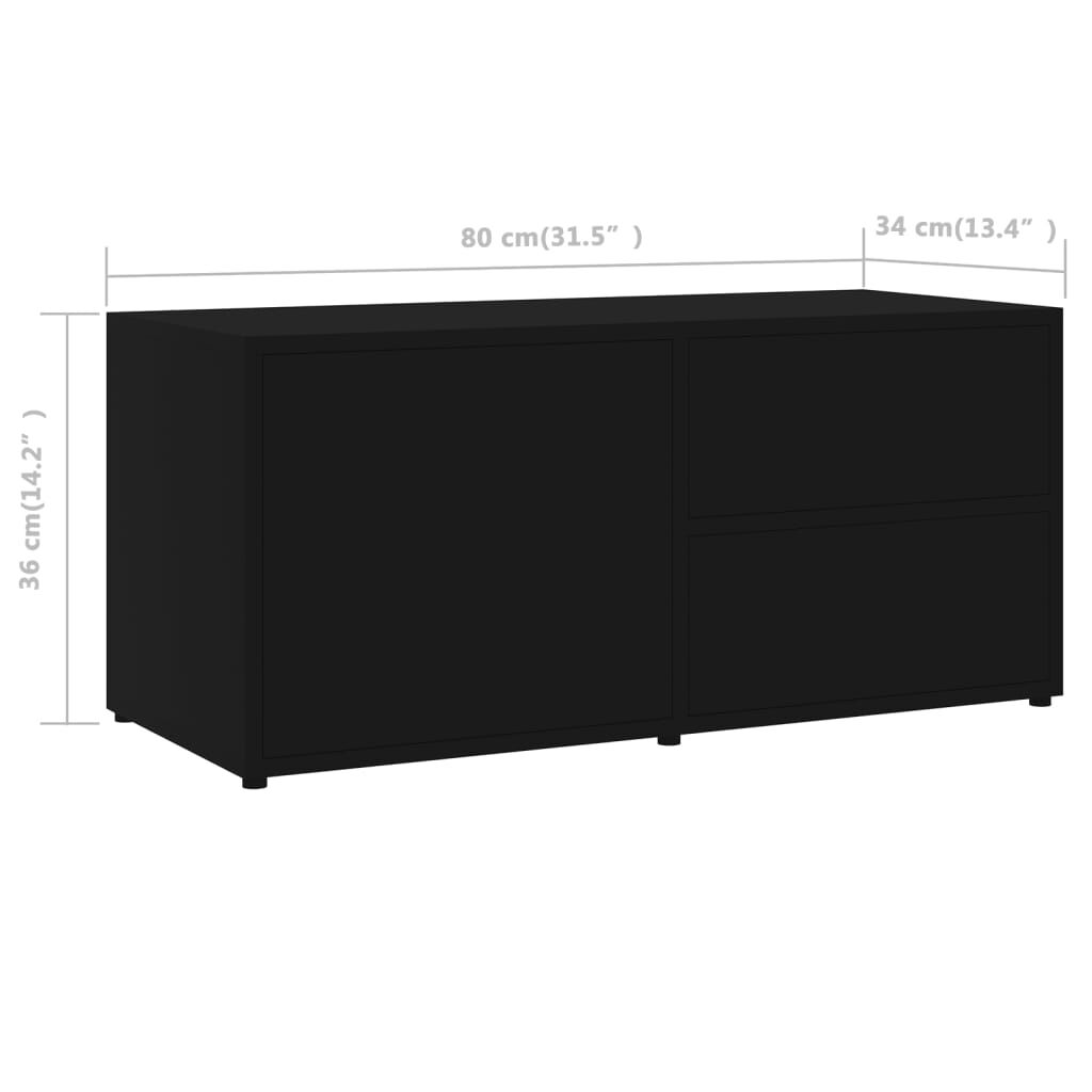 vidaXL Έπιπλο Τηλεόρασης Μαύρο 80 x 34 x 36 εκ. από Επεξ. Ξύλο