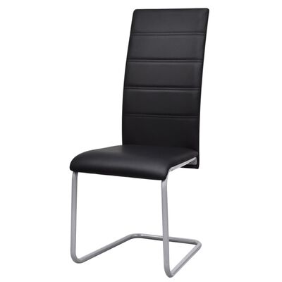 vidaXL Καρέκλες Τραπεζαρίας «Πρόβολος» 6 τεμ. Μαύρες Συνθετικό Δέρμα