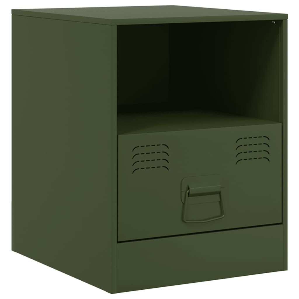 vidaXL Κομοδίνο Πράσινο Λαδί 34,5x39x44 εκ. από Χάλυβα