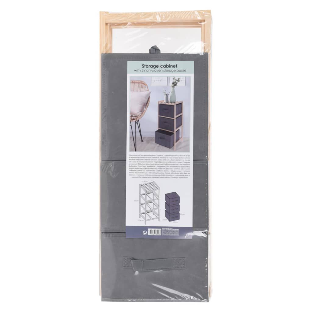 H&S Collection Αποθηκευτικό Ντουλάπι με 3 Κουτιά Αποθήκευσης Σκ. Γκρι