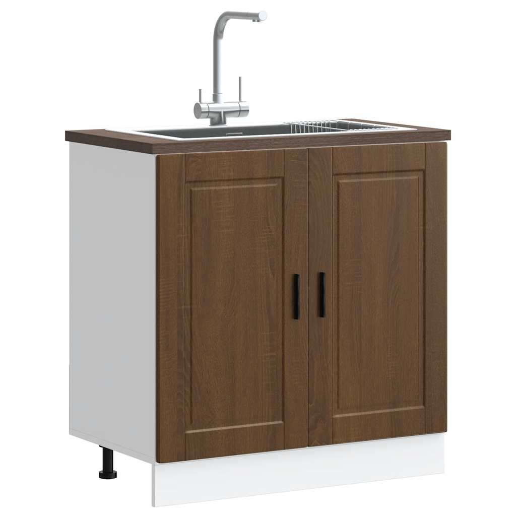 vidaXL Ντουλάπι βάσης νεροχύτη Porto Καφέ Δρυς 80x46x81,5 cm