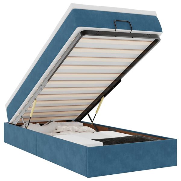 vidaXL Οθωμανικό κρεβάτι με στρώμα σκούρο μπλε 80x200cm Velvet