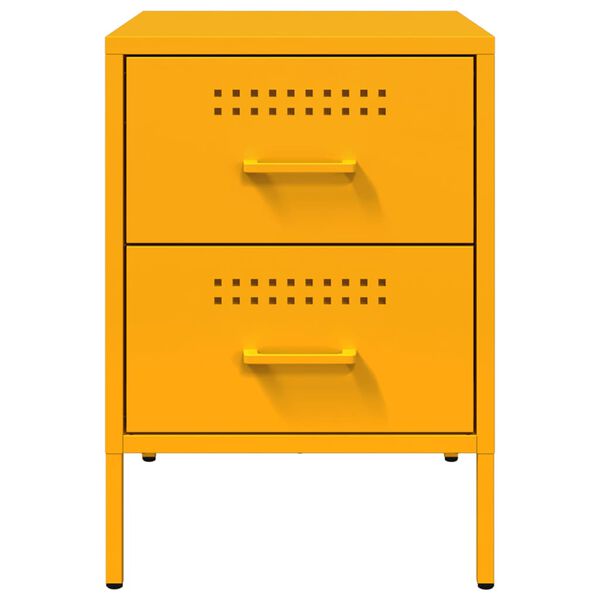 vidaXL Κομοδίνο Μουσταρδί 36x39x50,5 εκ. από Χάλυβα
