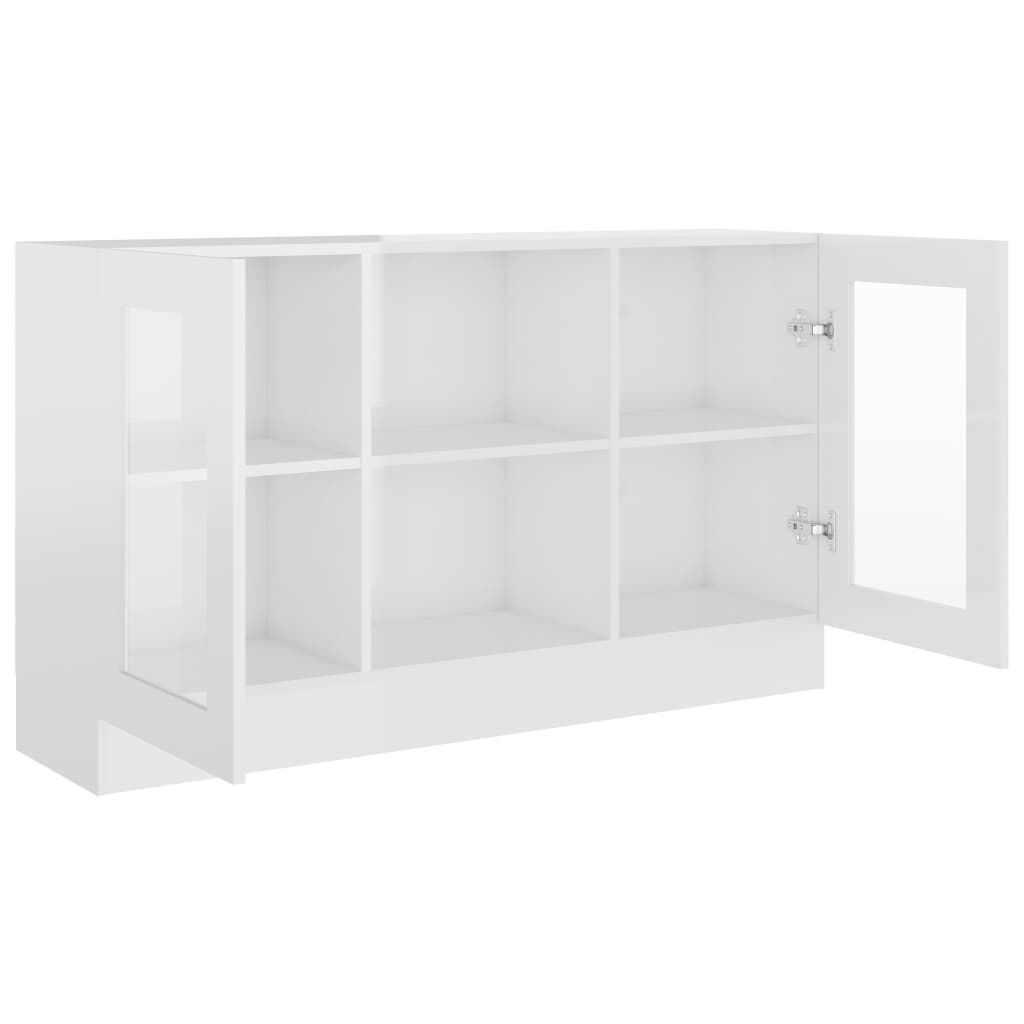 vidaXL Βιτρίνα Γυαλιστερό Λευκό 120 x 30,5 x 70 εκ. από Επεξ. Ξύλο