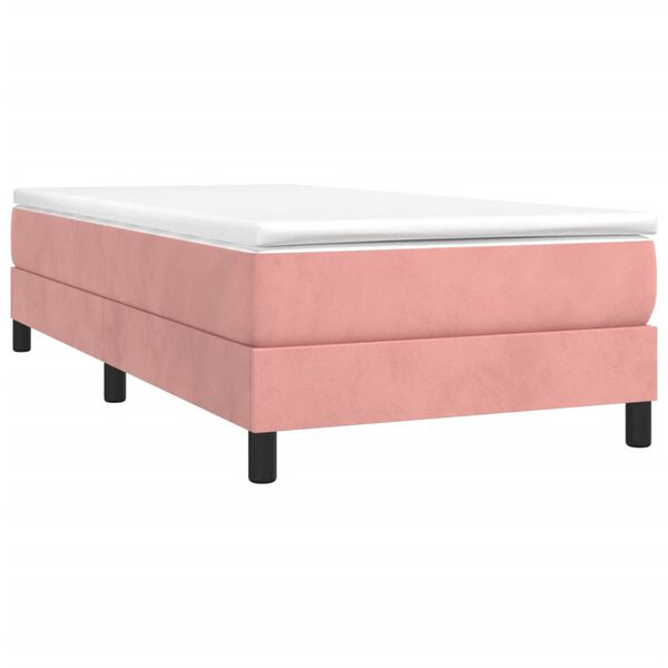vidaXL Κρεβάτι Boxspring με Στρώμα Ροζ 80 x 200 εκ. Βελούδινο