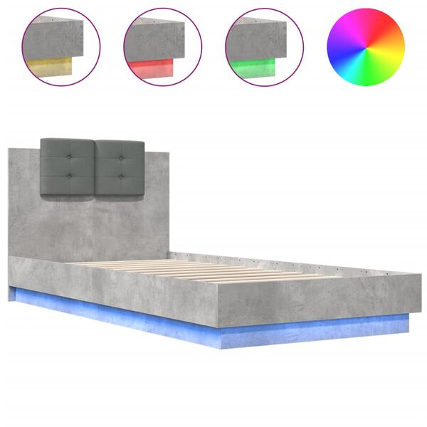 vidaXL Πλαίσιο Κρεβατιού με Κεφαλάρι και LED 100 x 200 εκ.
