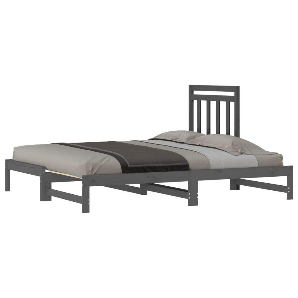 vidaXL Καναπές Κρεβάτι Συρόμενος Γκρι 2x(90x200) εκ. Μασίφ Ξύλο Πεύκου