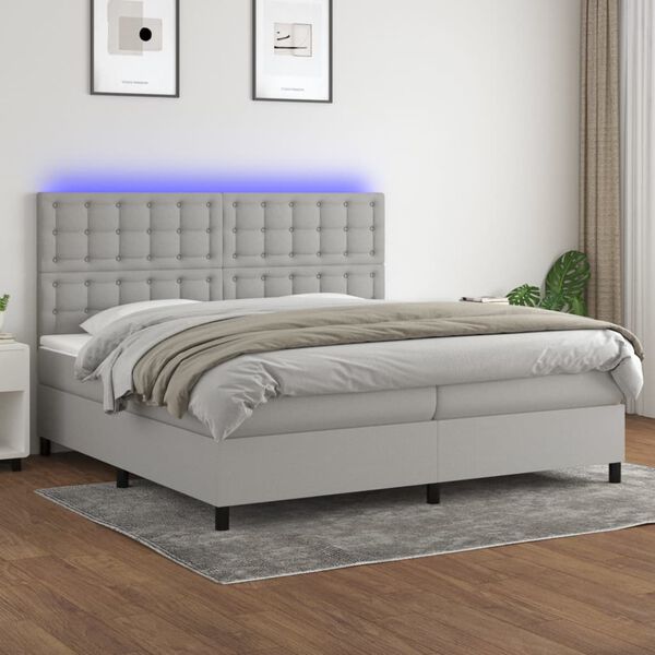 vidaXL &Kappa;&rho;&epsilon;&beta;ά&tau;&iota; Boxspring &mu;&epsilon; &Sigma;&tau;&rho;ώ&mu;&alpha; & LED &Alpha;&nu;.&Gamma;&kappa;&rho;&iota; 200x200&epsilon;&kappa;. &Upsilon;&phi;&alpha;&sigma;&mu;ά&tau;&iota;&nu;&omicron;